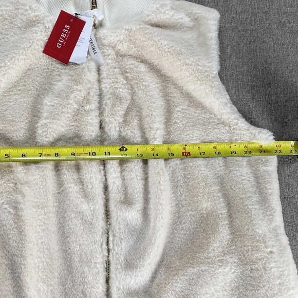 Guess Marie Faux Fur Reversible Vest Women's Large Dove White Casual NWT - Picture 11 of 12